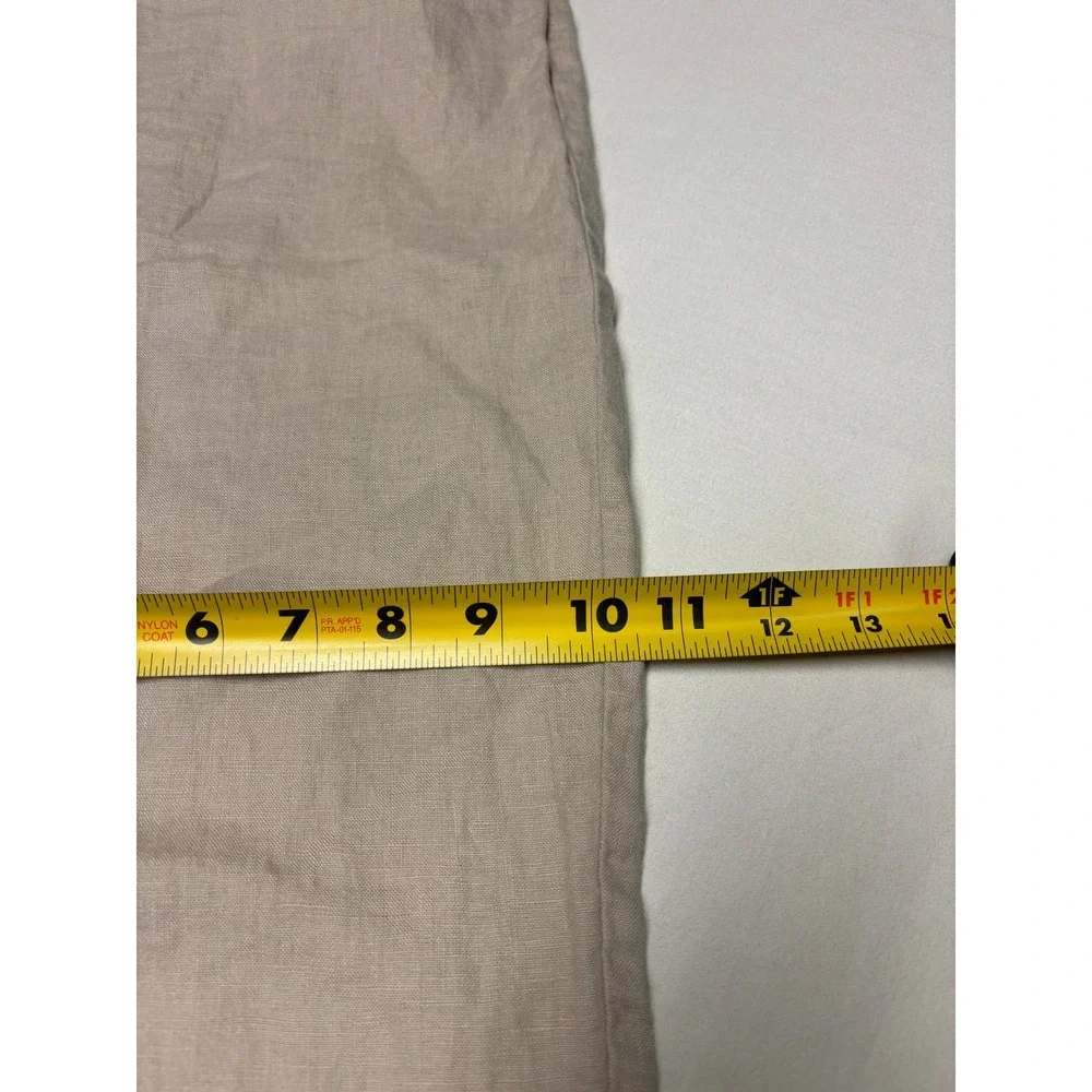 Quince 100% European Linen Pants Driftwood Beige Wide Leg Elastic Womens M 30X25